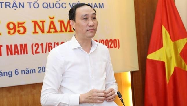  Phó Chủ tịch UBTƯ MTTQ Việt Nam Phùng Khánh Tài phát biểu tại buổi gặp mặt báo chí. 