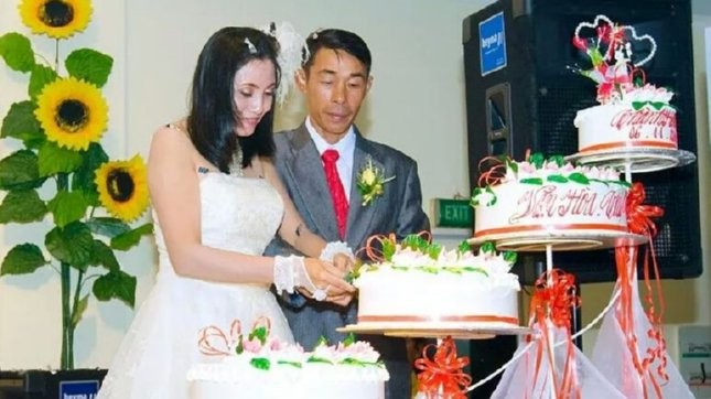 Vợ chồng Thượng úy chuyên nghiệp Trương Văn Hòa trong ngày cưới.