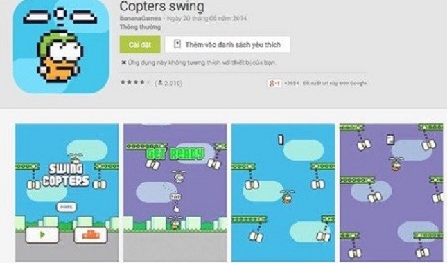 Một game nhái của Swing Copters cả về đồ họa lẫn cách chơi, chỉ có tên game được đảo ngược thành Copters Swing