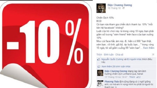 Các thành viên mạng xã hội Facebook đang thực hiện “chiến dịch” giảm bạn bè.