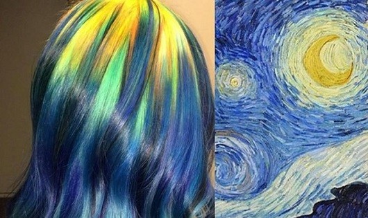 Ursula Goff  nhuộm tóc theo bức tranh Starry Night. Ảnh: Instagram