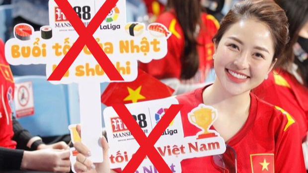 Hotgirl “tranh thủ” quảng cáo sàn cá độ trực tuyến khi cổ vũ đội tuyển Việt Nam