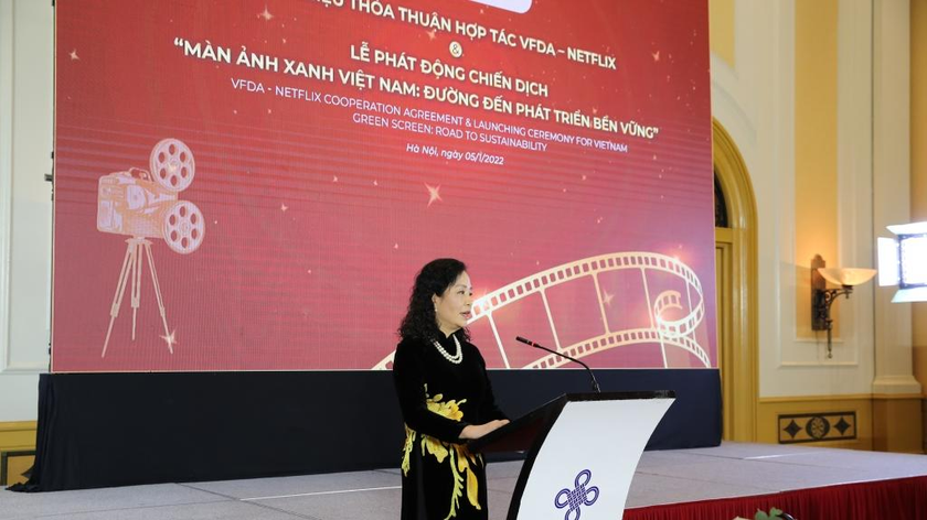 TS. Ngô Phương Lan - Chủ tịch kiêm Tổng thư ký, Hiệp hội Xúc tiến phát triển Điện ảnh Việt Nam tại sự kiện.