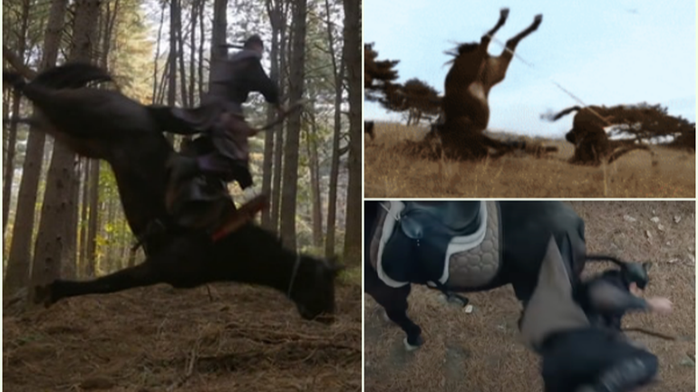 Việc buộc chân ngựa khiến ngựa ngã gục được sử dụng khá thường xuyên trong các bộ phim cổ trang Hàn Quốc (Ảnh: Naver).