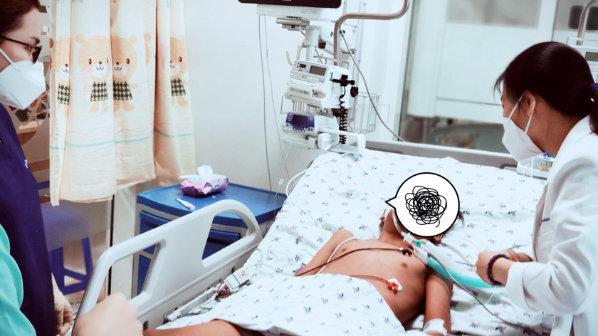 Nam sinh đang được điều trị tại bệnh viện sau hành động dại dột. Ảnh: BVCC