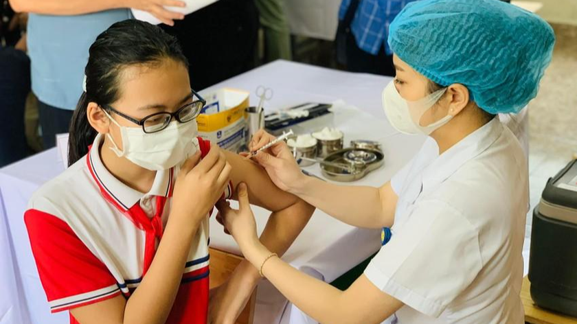 Quảng Ninh tiêm vaccine COVID-19 cho trẻ em ngày 14/4 vừa qua. Ảnh: CDC Quảng Ninh