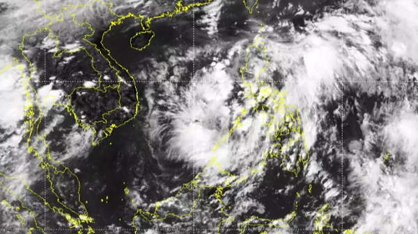 Ảnh mây vệ tinh vùng áp thấp ở Philippines. Ảnh Trung tâm Dự báo khí tượng thủy văn Quốc gia.