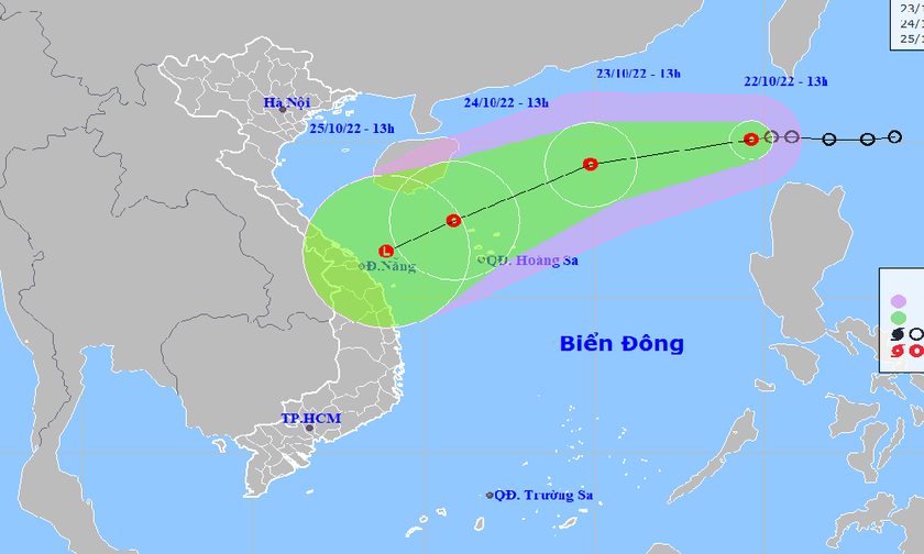 Dự báo đường đi của áp thấp nhiệt đới trên Biển Đông.