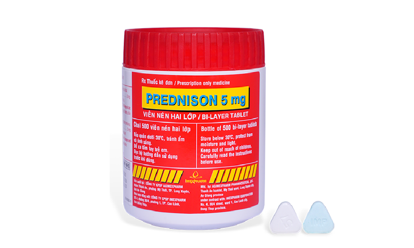 Thuốc Prednison 5mg. Ảnh: website Công ty cổ phần Dược phẩm Imexpharm