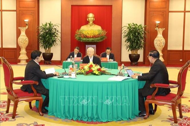 Tổng Bí thư Nguyễn Phú Trọng phát biểu tại cuộc gặp. Ảnh: Trí Dũng /TTXVN