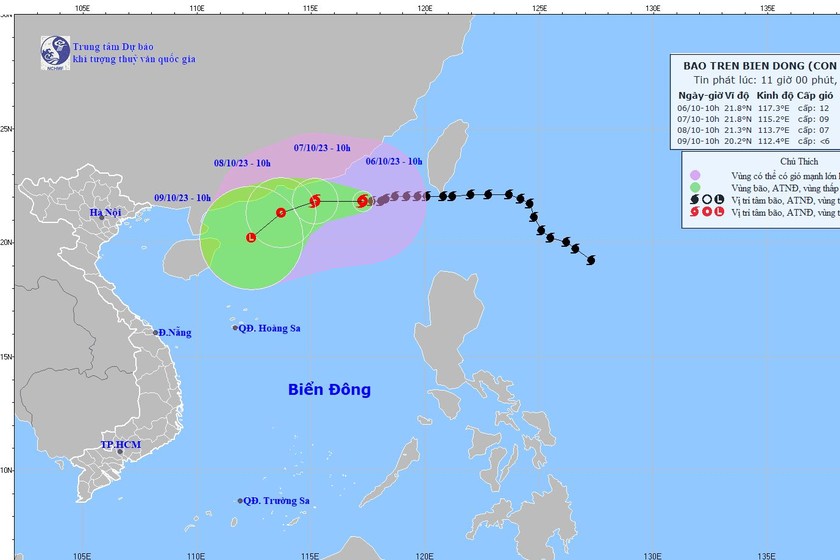 Dự báo vị trí, hướng di chuyển của bão số 4. Ảnh: nchmf.gov.vn