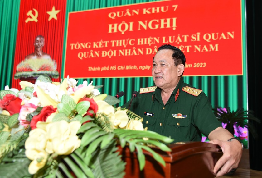 Thượng tướng Võ Minh Lương phát biểu chỉ đạo hội nghị.