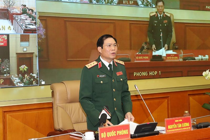 Thượng tướng Nguyễn Tân Cương phát biểu chỉ đạo tại hội nghị.