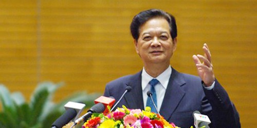 Thủ tướng Nguyễn Tấn Dũng đánh giá, trong kết quả phát triển kinh tế-xã hội chung của đất nước, Quân đội nhân dân Việt Nam có những đóng góp hết sức quan trọng - Ảnh: VGP/Nhật Bắc