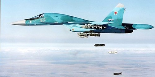 Máy bay Nga đang tấn công bằng bom vào vị trí khủng bố ở Syria.