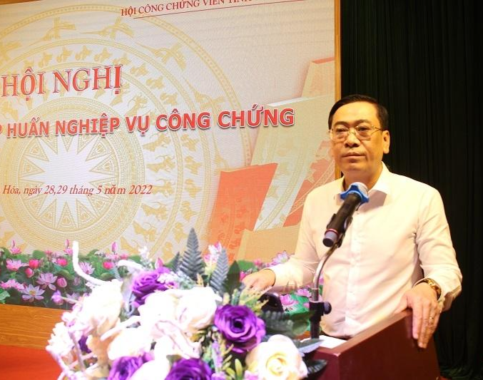 Ông Lê Ngọc Minh, Phó Giám đốc Sở Tư pháp tỉnh Thanh Hóa phát biểu khai mạc Hội nghị.