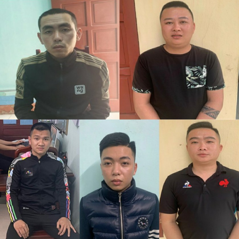 Các đối tượng cho vay nặng lãi bị Công an huyện Quảng Xương bắt giữ.
