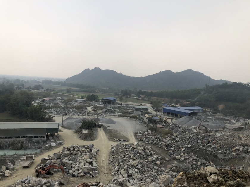 Khu vực vi phạm tại mỏ khai thác đá Núi Lũ Mía, thị trấn Yên Lâm, Yên Định, Thanh Hóa. 