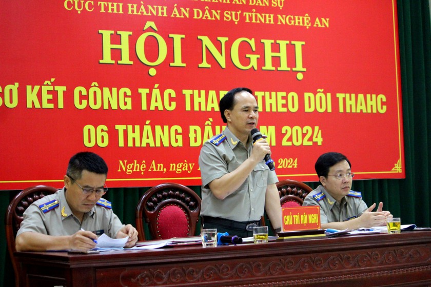 Ông Phạm Quốc Nam - Cục trưởng Cục THADS tỉnh Nghệ An phát biểu tại hội nghị.