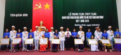 Lễ Phong tặng và truy tặng danh hiệu “Bà mẹ Việt Nam anh hùng” đợt 1 năm 2014 tại Quảng Bình.