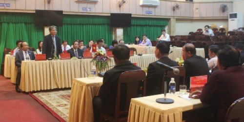 Quang cảnh buổi tiếp thân mật diễn ra tại trụ sở Tỉnh ủy Quảng Bình