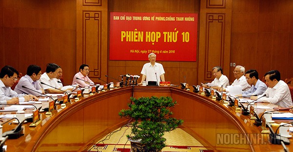 Ban Chỉ đạo Trung ương về phòng, chống tham nhũng (Ban Chỉ đạo) đã họp Phiên thứ 10