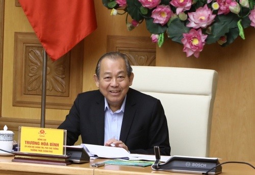 Phó Thủ tướng Thường trực Chính phủ Trương Hòa Bình phát biểu tại cuộc họp - Ảnh: VGP