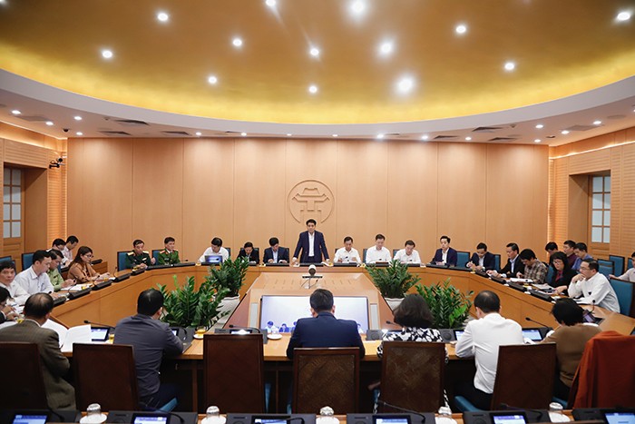 Chủ tịch UBND TP Hà Nội Nguyễn Đức Chung chủ trì phiên họp thứ 19 của Ban Chỉ đạo phòng chống Covid-19 của TP.