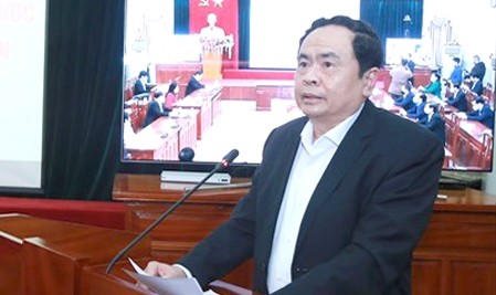 Chủ tịch Ủy ban Trung ương MTTQ Việt Nam Trần Thanh Mẫn phát biểu tại Lễ phát động - Ảnh: VGP/Nguyễn Hoàng