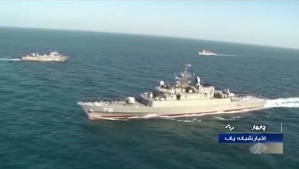 Tàu khu trục Iran "Jamaran" trong cuộc tập trận hải quân vào tháng 12/2019. Ảnh: AFP