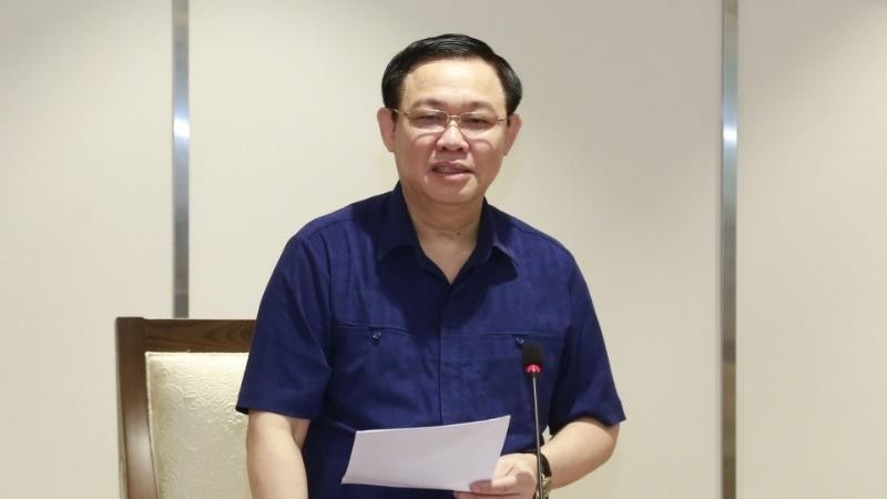 Bí thư Thành ủy Hà Nội Vương Đình Huệ phát biểu tại hội nghị. Ảnh: VGP