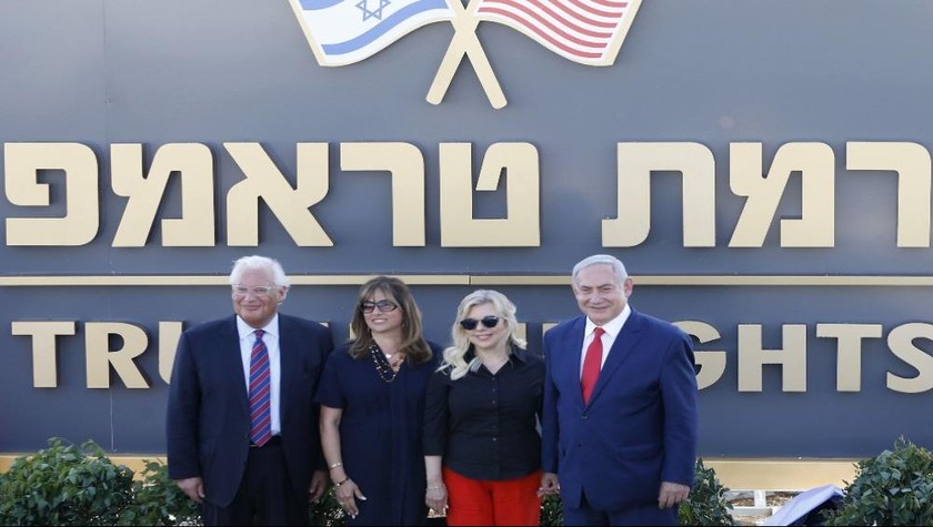 Thủ tướng Benjamin Netanyahu có bài phát biểu công bố dự kiến xây dựng khu định cư mới được đặt theo tên của Tổng thống Mỹ tại Cao nguyên Golan vào ngày 16/6/2019. Ảnh: AFP