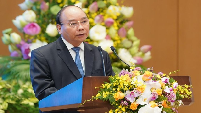Thủ tướng Nguyễn Xuân Phúc phát biểu tại hội nghị. Ảnh: Quang Hiếu/VGP