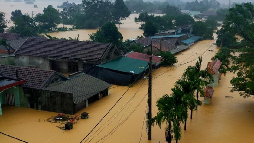 Mưa lớn gây ngập lụt tại xã Ba Lòng, huyện Đakrông, Quảng Trị. Ảnh: VOV