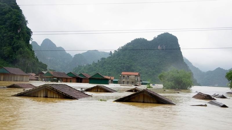 Ngập lụt tiếp tục diễn ra ở vùng trũng thấp, các khu đô thị tại các tỉnh ở Hà Tĩnh, Quảng Bình. Ảnh: Trung tâm KTTV Quốc gia