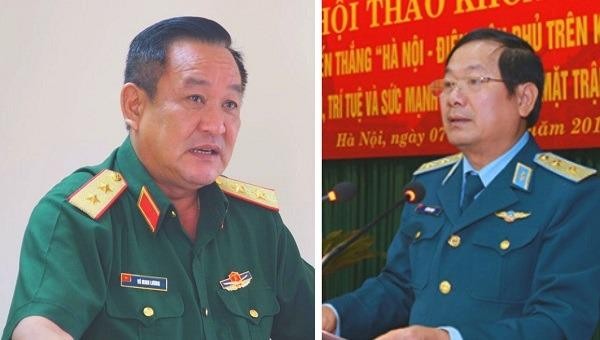 Trung tướng Võ Minh Lương (trái) và Thượng tướng Lê Huy Vịnh