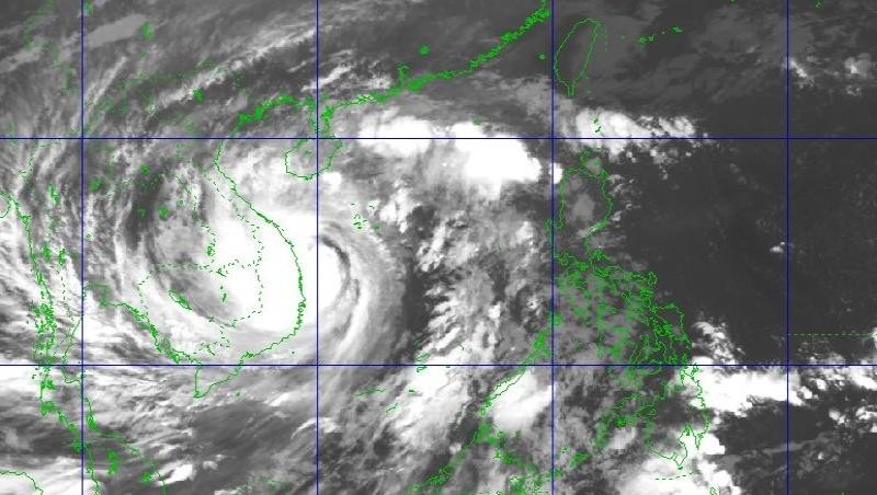 Hình ảnh mây vệ tinh vị trí bão số 9 lúc 6h sáng nay (28/10). Ảnh: Trung tâm KTTV Quốc gia.