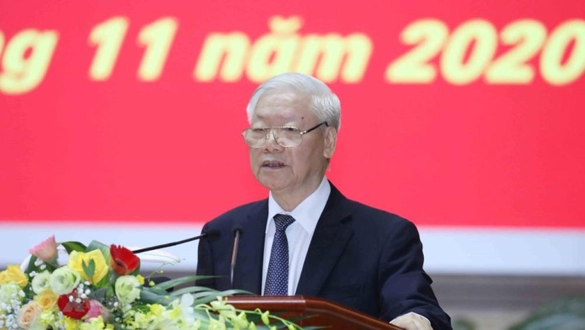 Tổng Bí thư, Chủ tịch nước Nguyễn Phú Trọng dự và phát biểu chỉ đạo Hội nghị. (Ảnh: Phương Hoa/TTXVN)