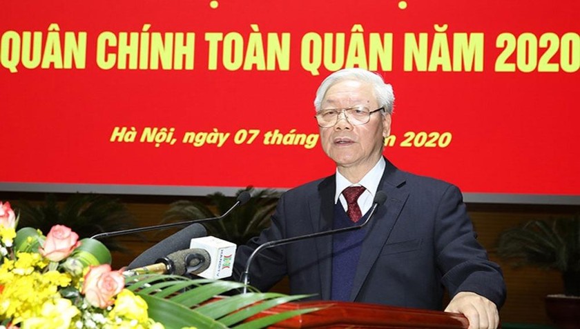 Tổng Bí thư, Chủ tịch nước Nguyễn Phú Trọng phát biểu tại Hội nghị Quân chính toàn quân năm 2020.