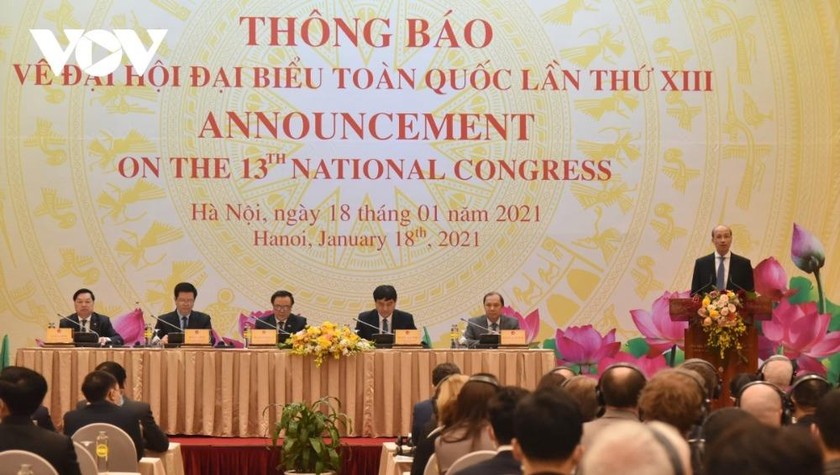 Thông báo về Đại hội lần thứ XIII của Đảng tới Đoàn Ngoại giao và các tổ chức quốc tế tại Việt Nam. Ảnh: VOV