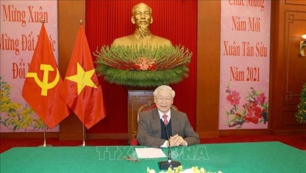 Tổng Bí thư, Chủ tịch nước Nguyễn Phú Trọng điện đàm với Tổng Bí thư, Chủ tịch nước Trung Quốc Tập Cận Bình. Ảnh: TTXVN