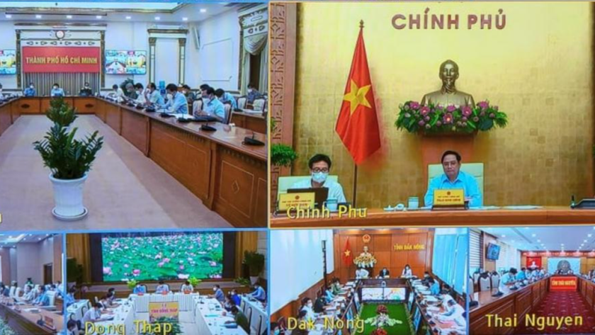 Thủ tướng Chính phủ Phạm Minh Chính chủ trì Hội nghị trực tuyến Chính phủ với các địa phương về tình hình phòng, chống dịch COVID-19 sáng 30/7/2021.
