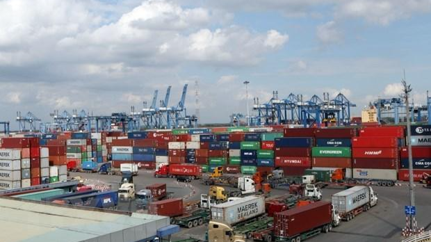 Lượng container tồn bãi tại cảng Cát Lái đã chạm ngưỡng 100% công suất. Ảnh minh họa: Tiến Lực/TTXVN