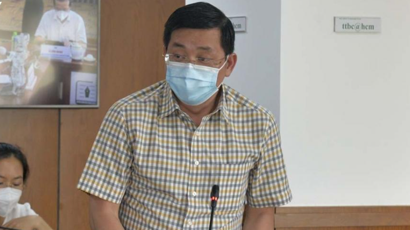 Ông Nguyễn Toàn Thắng- Giám đốc Sở Tài nguyên Môi trường TP HCM thông tin tại họp báo chiều 5/8 do Ban Chỉ đạo phòng, chống dịch COVID-19 TP HCM tổ chức.