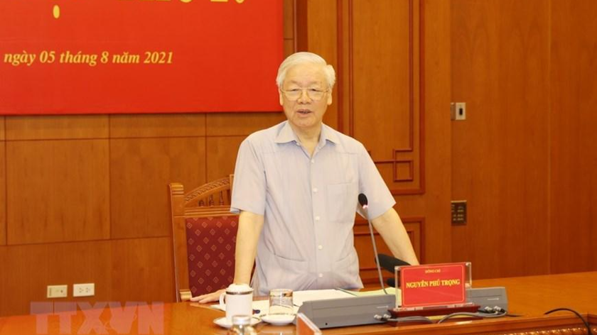 Tổng Bí thư Nguyễn Phú Trọng chủ trì Phiên họp thứ 20 của Ban Chỉ đạo Trung ương về phòng, chống tham nhũng. Ảnh: TTXVN