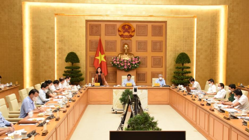 Thủ tướng Chính phủ Phạm Minh Chính đã chủ trì buổi làm việc giữa Thường trực Chính phủ với tập thể lãnh đạo Ban Dân vận Trung ương. Ảnh: VOV