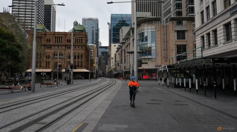 Khu trung tâm thành phố yên tĩnh khi Sydney đang phong tỏa để chống dịch COVID-19. Ảnh: Reuters