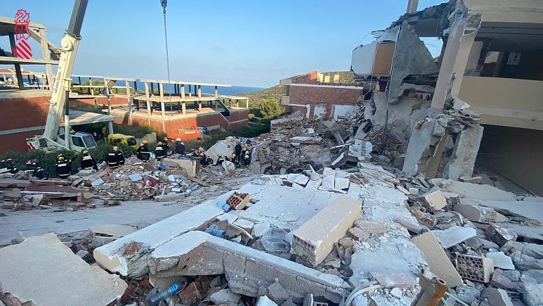 Hiện trường tòa nhà bị sập vào tối 25/8 ở tỉnh Castellón của Tây Ban Nha.