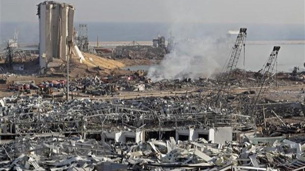 Cảnh tan hoang sau vụ nổ kinh hoàng ở khu cảng thủ đô Beirut, Lebanon tháng 8/2020. Ảnh: AFP