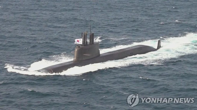 Tàu ngầm Dosan Ahn Chang-ho nặng 3.000 tấn được trang bị tên lửa đạn đạo của Hàn Quốc. Ảnh: Yonhap